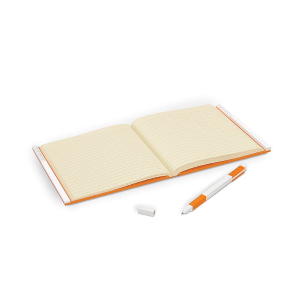 Narancssárga négyszögletes jegyzetfüzet zselés tollal, 15,9 x 15,9 cm - LEGO®-image-1