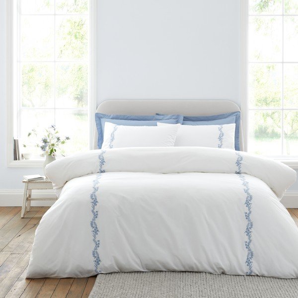 Fehér kétszemélyes háromrészes pamut-perkál ágyneműhuzat 200x200 cm Camille Embroidered Floral – Bianca-image-2