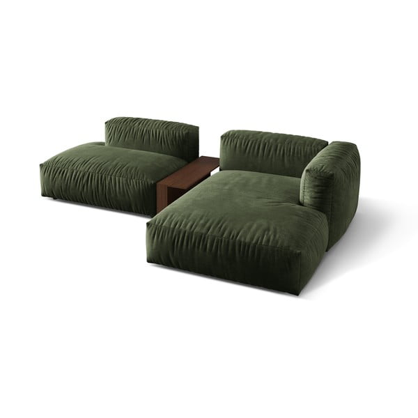 Zöld bársony moduláris sarokkanapé (jobb oldali-heverő résszel) Martina – Micadoni -image-2