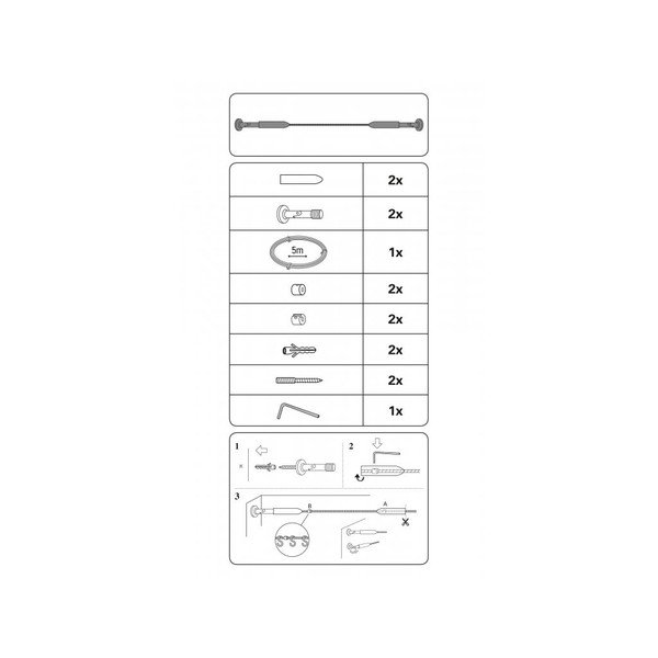 Függönytartó feszítőkötél készlet Race – Gardinia-image-2