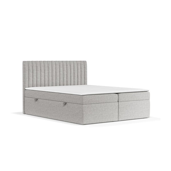 Világosszürke ágyneműtartós boxspring ágy 140x200 cm Spencer – Maison de Rêve