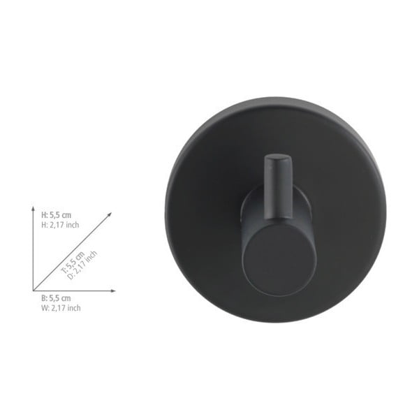 Matt fekete öntapadós rozsdamentes acél akasztó Bosio – Wenko-image-1