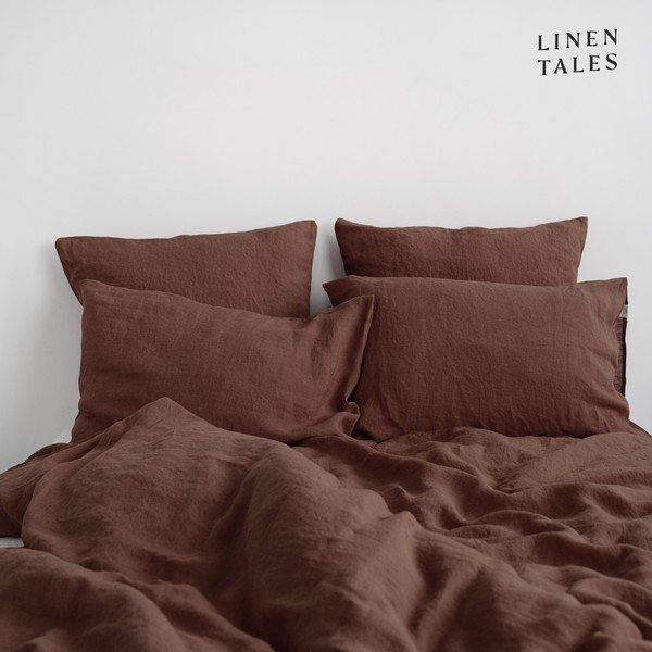 Sötétbarna egyszemélyes len ágyneműhuzat 140x200 cm Chocolate – Linen Tales-image-2