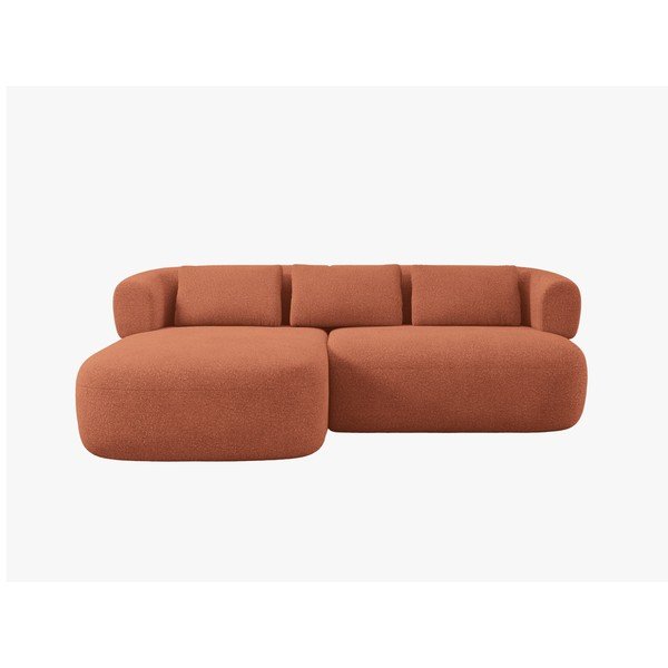 Terrakotta színű buklé sarokkanapé (bal oldali-heverő résszel) Jenny – Micadoni -image-1