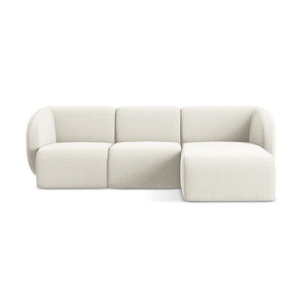 Bézs bársony sarokkanapé (jobb oldali-heverő résszel) Lani – Makamii