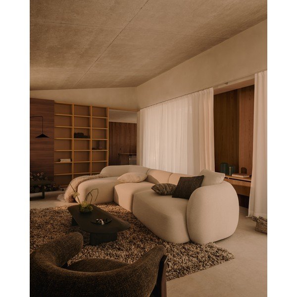 Krémszínű zsenília sarokkanapé (bal oldali-heverő résszel) Martina – Kave Home-image-4