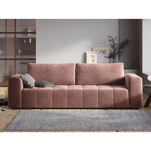 Luca rózsaszín kinyitható bársonykanapé - Milo Casa-image-1