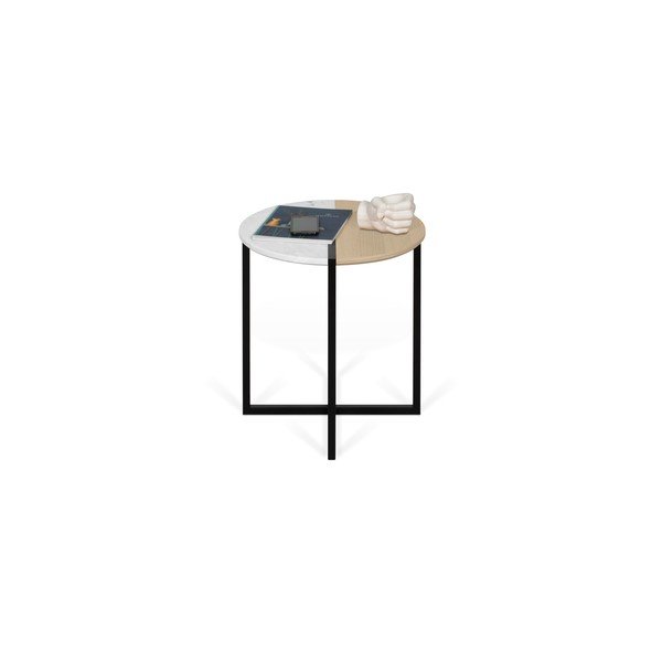Tárolóasztal tölgyfa dekoros és márvány asztallappal ø 50 cm Sonata - TemaHome-image-4