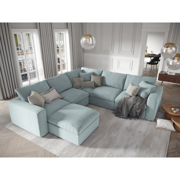 Galaxy világoskék kétoldalas sarokrész moduláris kordbársony kanapéhoz - Windsor & Co Sofas-image-4