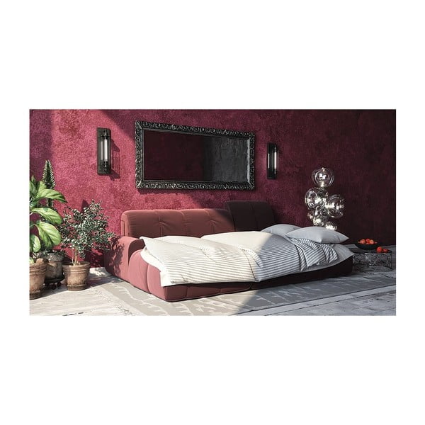 Tous sötétrózsaszín kinyitható bal oldali bársony sarokkanapé - devichy-image-3