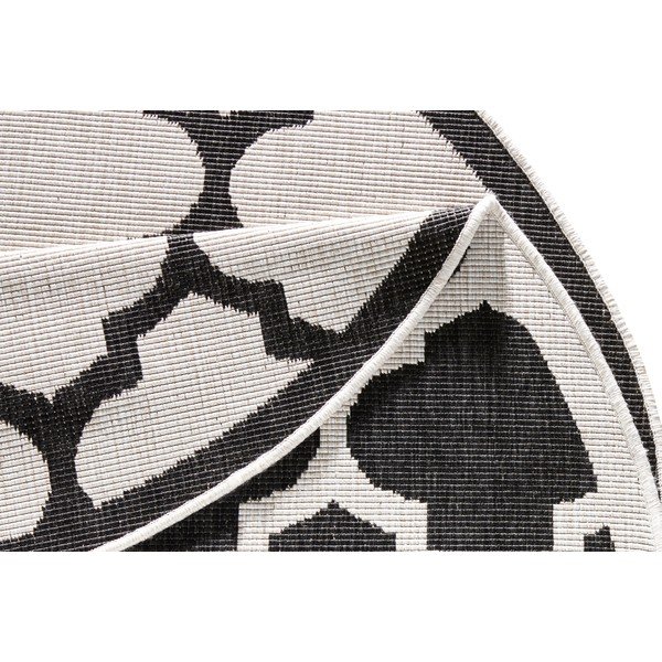 Palermo fekete-krémszínű kültéri szőnyeg, ⌀ 200 cm - NORTHRUGS-image-4