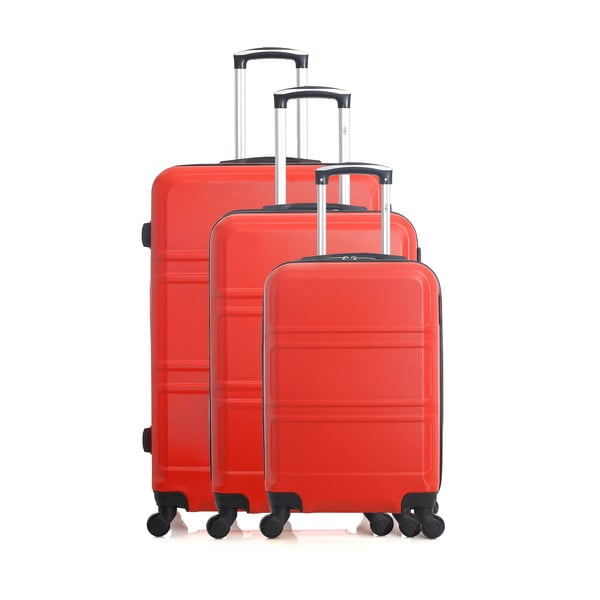 Utah 3 db-os piros gurulós bőrönd szett - Hero
