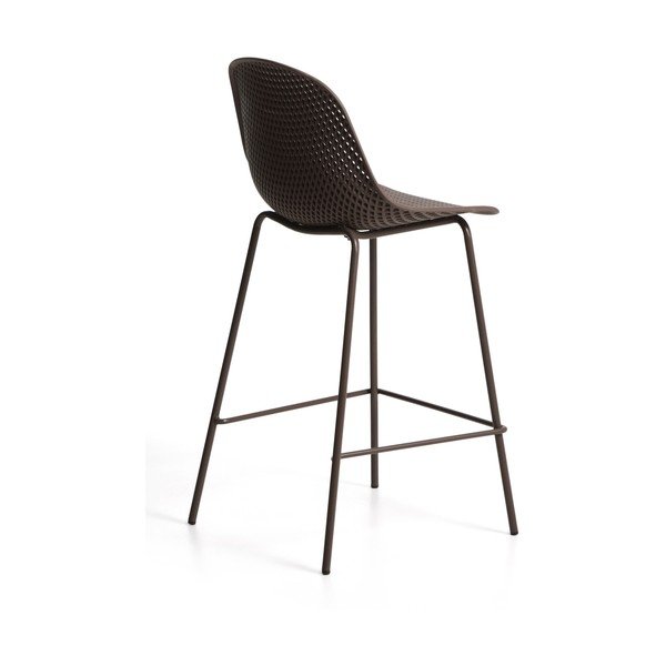 Barna fém-műanyag kerti bárszék Quinby – Kave Home-image-3