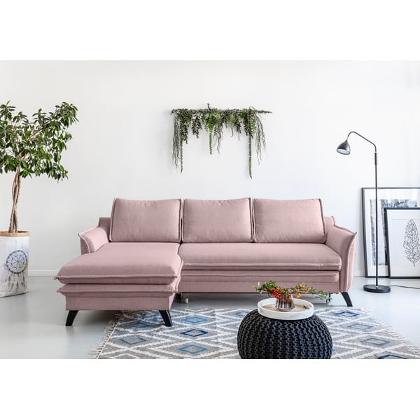 Charming Charlie púderrózsaszín kinyitható sarokkanapé, bal oldali - Miuform-image-1