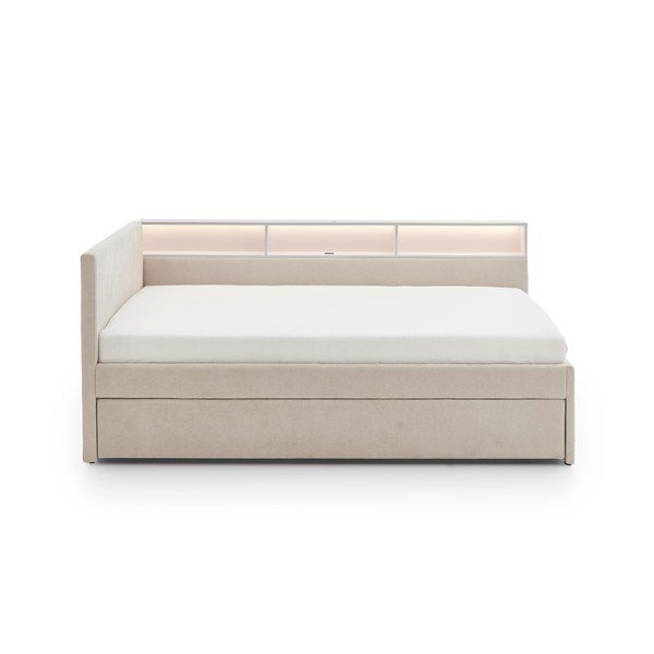 Bézs ágyneműtartós sarok gyerekágy ágyrács nélkül 90x200 cm Uno – Meise Möbel