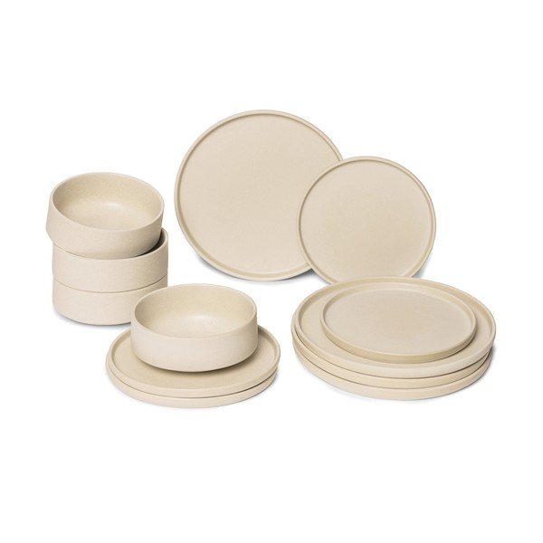 Malia 12 db-os krémszínű agyagkerámia étkészlet - Bonami selection