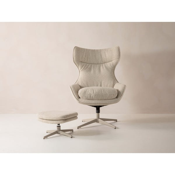 Bézs forgó buklé fotel lábtartóval Kenzi – Micadoni -image-2
