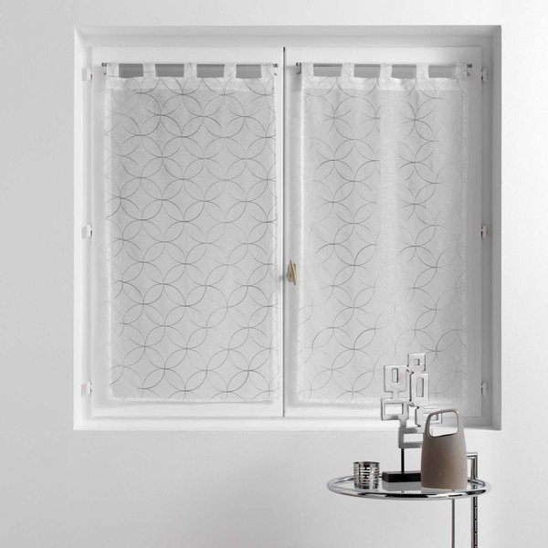 Fehér-szürke átlátszó függöny szett 2 db-os 60x90 cm Olympia – douceur d'intérieur-image-2