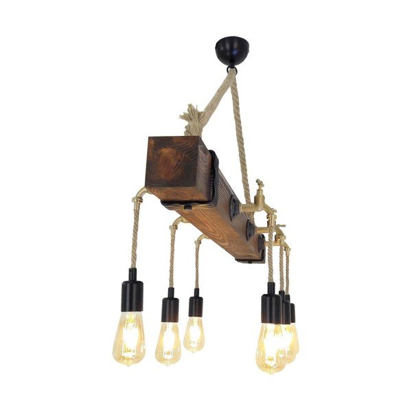 Kutuk fa mennyezeti függőlámpa, 6 izzóval-image-2