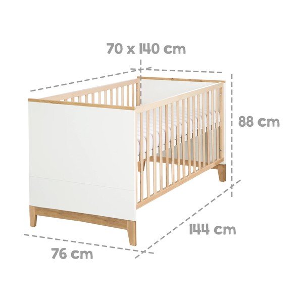 Fehér-natúr színű bükkfa babaágy 70x140 cm Finn – Roba-image-4