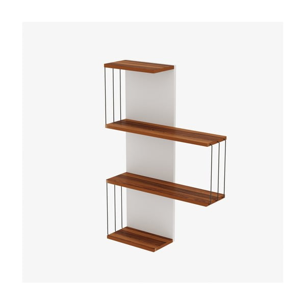 Fehér-natúr színű többszintes fali polc borovi fenyő dekorral 64 cm Cambel – Kalune Design-image-2
