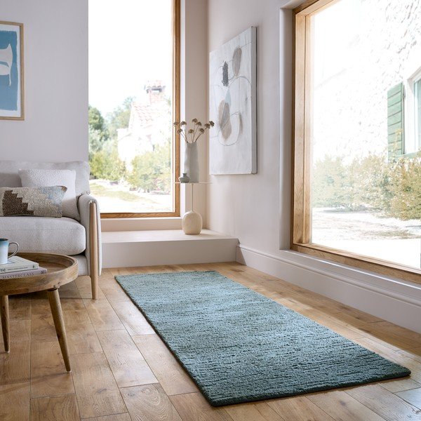 Szürkéskék kézi szövésű gyapjú futószőnyeg 80x230 cm Harris Boucle – Flair Rugs-image-1