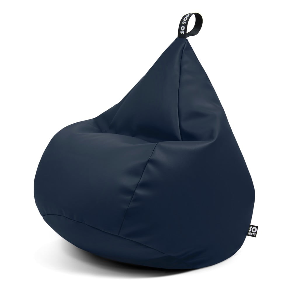 Sötétkék bőrutánzat gyerek babzsákfotel Drop M  So Soft?