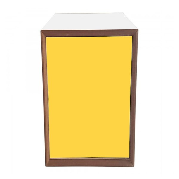 PIXEL kocka polcokkal, fehér kerettel és sárga ajtóval, 40 x 80 cm - Ragaba