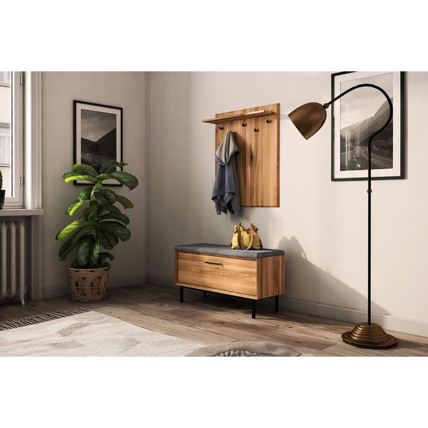 Natúr színű tölgyfa fali fogas polccal Abies – The Beds-image-4