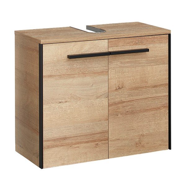 Natúr színű fali mosdó alatti szekrény tölgyfa dekorral 53x60 cm Quickset 395 – Pelipal-image-2