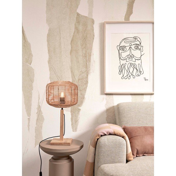 Natúr színű asztali lámpa rattan búrával (magasság 40 cm) Tanami – Good&Mojo-image-3