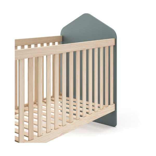 Natúr színű-szürkészöld babaágy 60x120 cm borovi fenyő dekorral Estefania – Marckeric-image-4