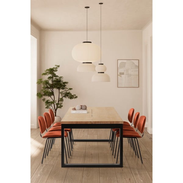 Étkezőasztal tölgyfa dekoros asztallappal 100x220 cm Rina – Marckeric-image-1