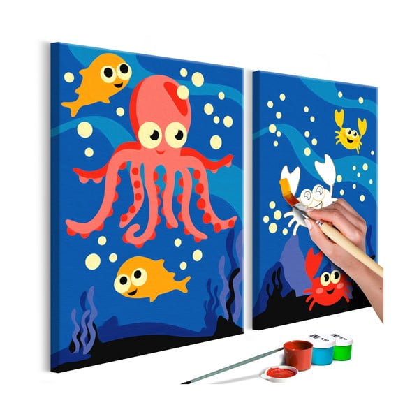 Ocean Animals DIY készlet, saját kétrészes vászonkép festése, 33 x 23 cm - Artgeist