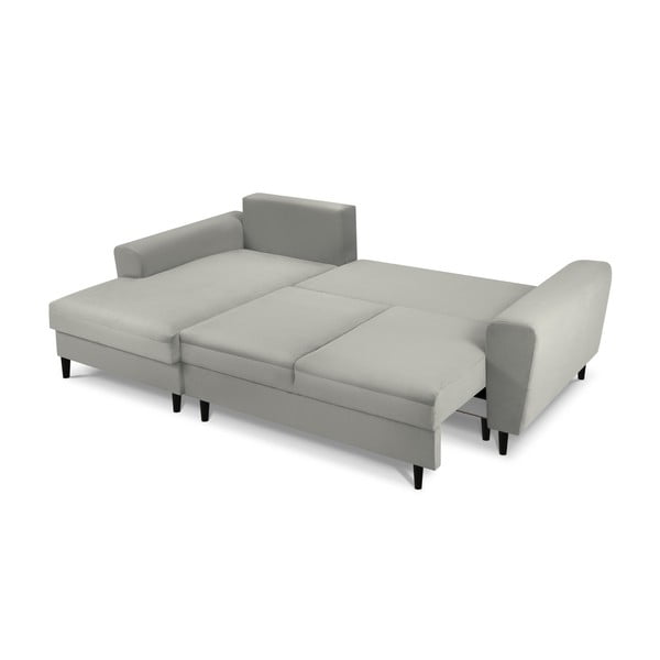 Világosszürke kordbársony kinyitható tárolóhelyes sarokkanapé (bal oldali-heverő résszel) Kyoto – Cosmopolitan Design-image-2