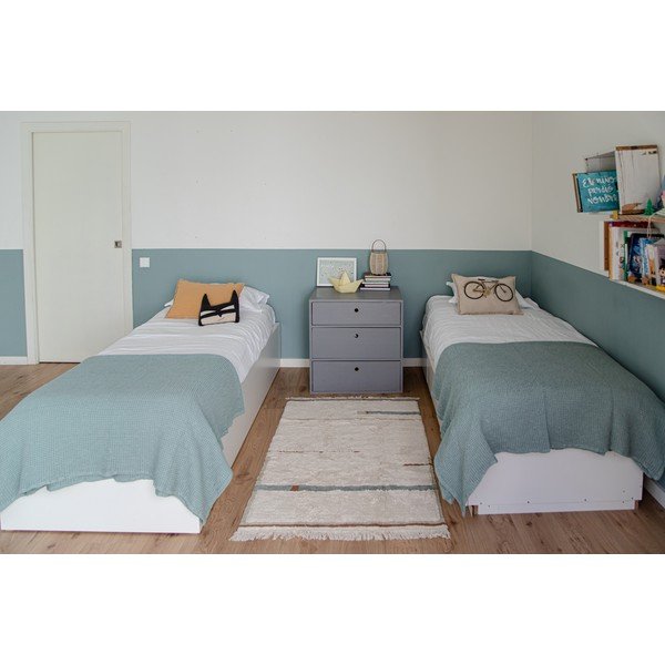 Kék-krémszínű mosható kézi szövésű pamut szőnyeg 90x130 cm Lanes Vintage Blue – Lorena Canals-image-1