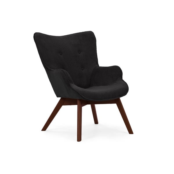 Fekete kordbársony fotel Niko – Ropez