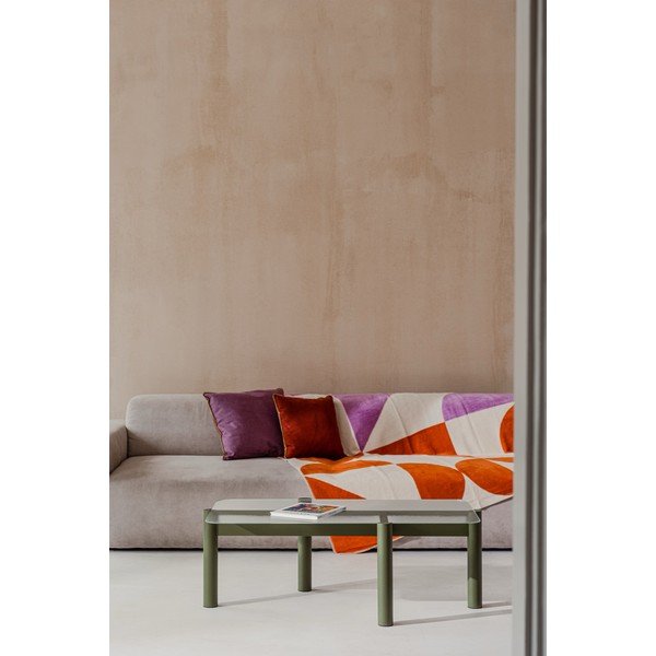 Zöld dohányzóasztal üveg asztallappal 55x105 cm Kob – noo.ma-image-1