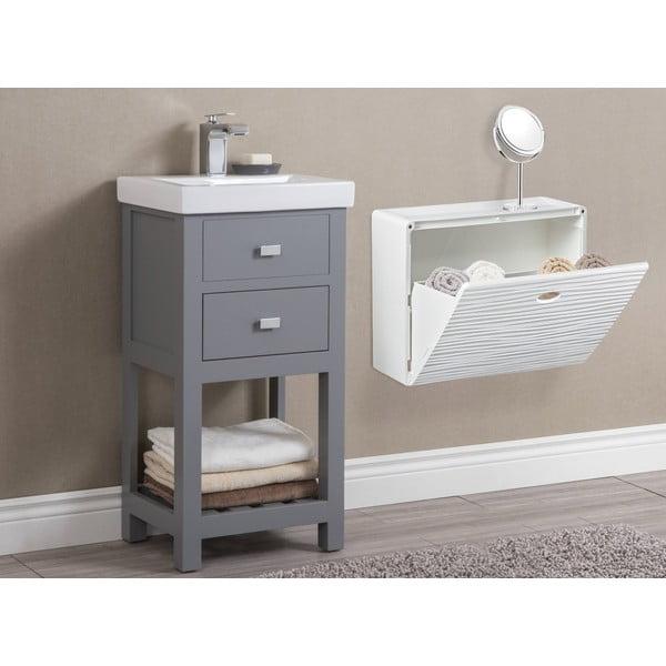 Fehér műanyag billenő ajtós cipőtartó Mono Wave – Domopak-image-1