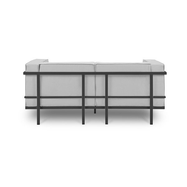 Cannes szürke kétszemélyes kültéri kanapé fekete kerettel - Calme Jardin-image-3