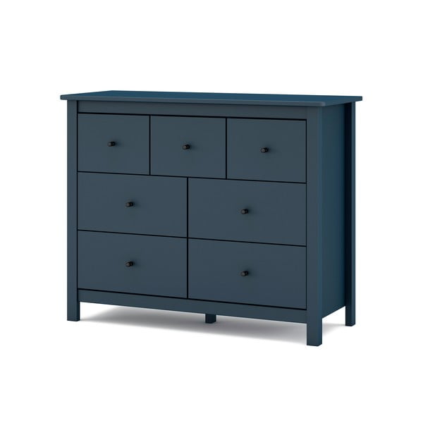 Sötétkék borovi fenyő alacsony komód 110x80 cm Misti – Marckeric-image-4