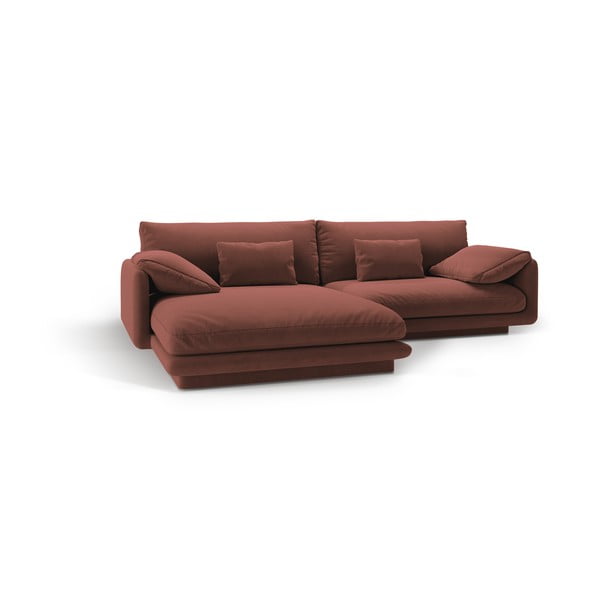 Rózsaszín bársony sarokkanapé (bal oldali-heverő résszel) Torino – Micadoni -image-2