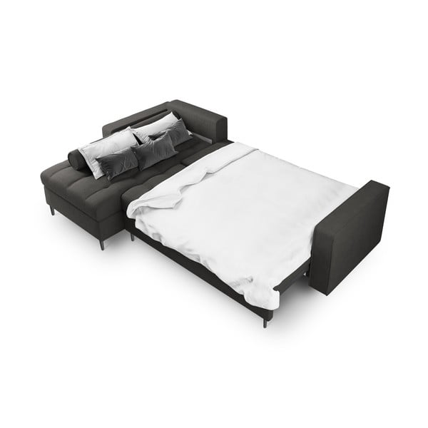 Santo sötétszürke kinyitható sarokkanapé, bal oldali - Milo Casa-image-4