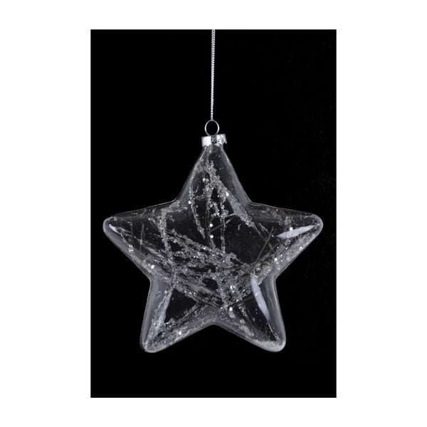 Csillag és gally formájú karácsonyi üvegdísz, magassága 15 cm - Ego Dekor