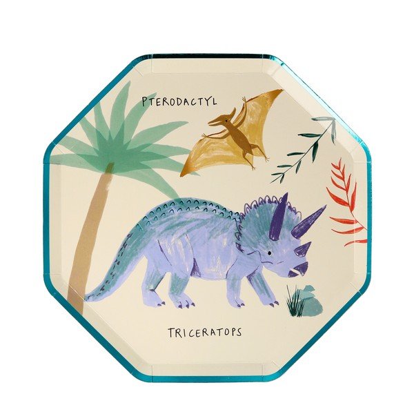Egyszer használatos papír  tányér készlet 8 db-os Dinosaur Kingdom – Meri Meri-image-3