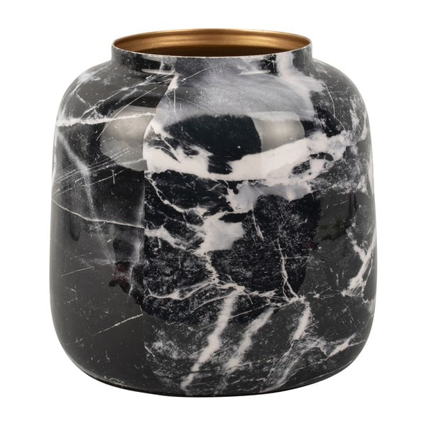 Marble fekete-fehér vas váza, magasság 12,5 cm - PT LIVING