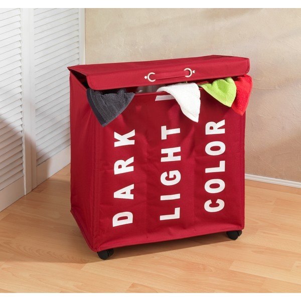 Trivo három rekeszes piros szennyestartó kosár, 117,6 l - Wenko-image-1