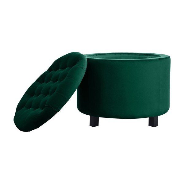 Estrid French Velvet sötétzöld puff tárolóhellyel, ⌀ 52 cm - JohnsonStyle-image-2