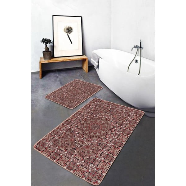 Barna bársony fürdőszobai kilépő szett 2 db-os 60x100 cm – Mila Home-image-2