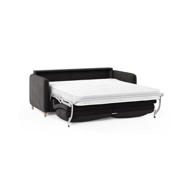 Sötétszürke bársony kanapé mindennapos alvásra 184 cm – Micadoni -image-1
